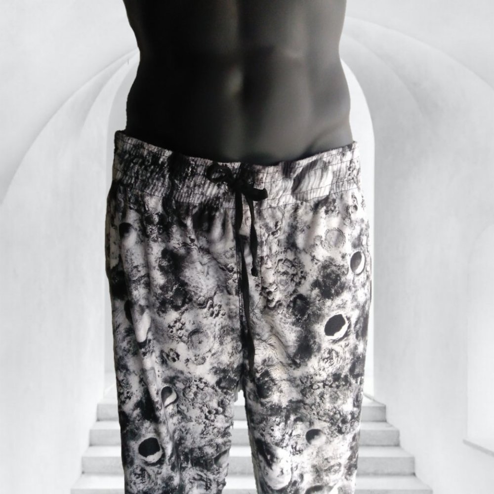 CARBON Mens L MOON JOGGERS BLACK & WHITE PANTS bottoms - Picture 1 of 15